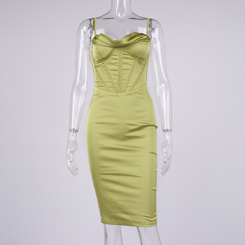 Sixsr trends high quality Giyu Night Clubwear Party Satin White Dresses Women Summer Sexy Bodycon Midi Vestidos Spaghetti Strap Backless Corset Dress