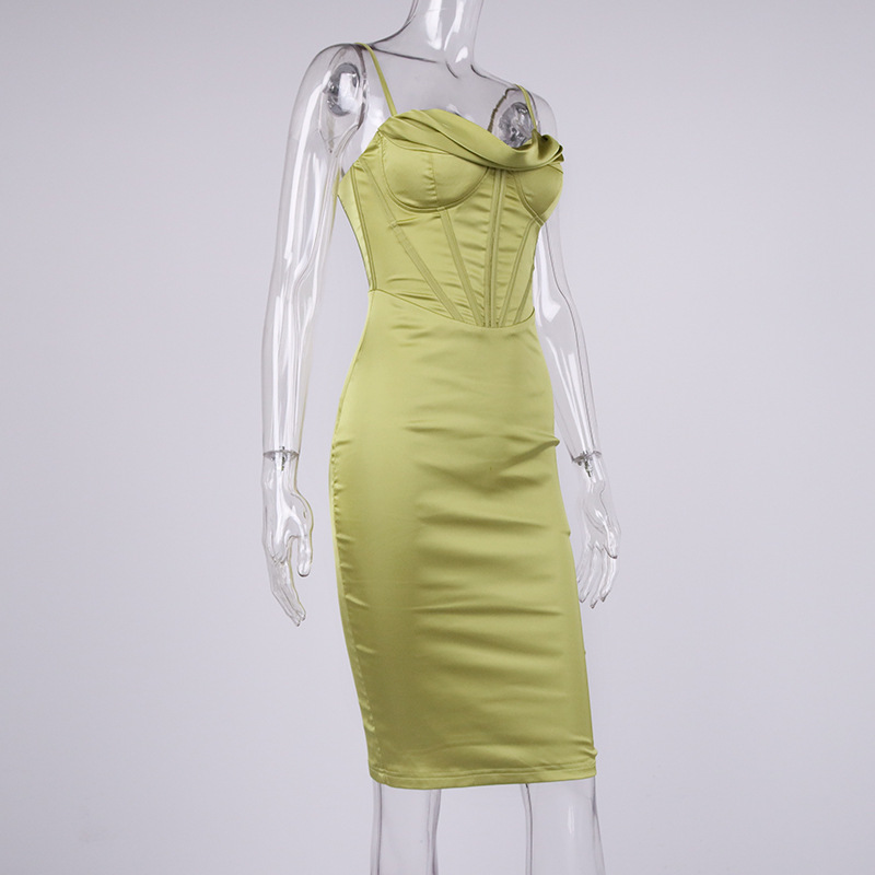 Sixsr trends high quality Giyu Night Clubwear Party Satin White Dresses Women Summer Sexy Bodycon Midi Vestidos Spaghetti Strap Backless Corset Dress