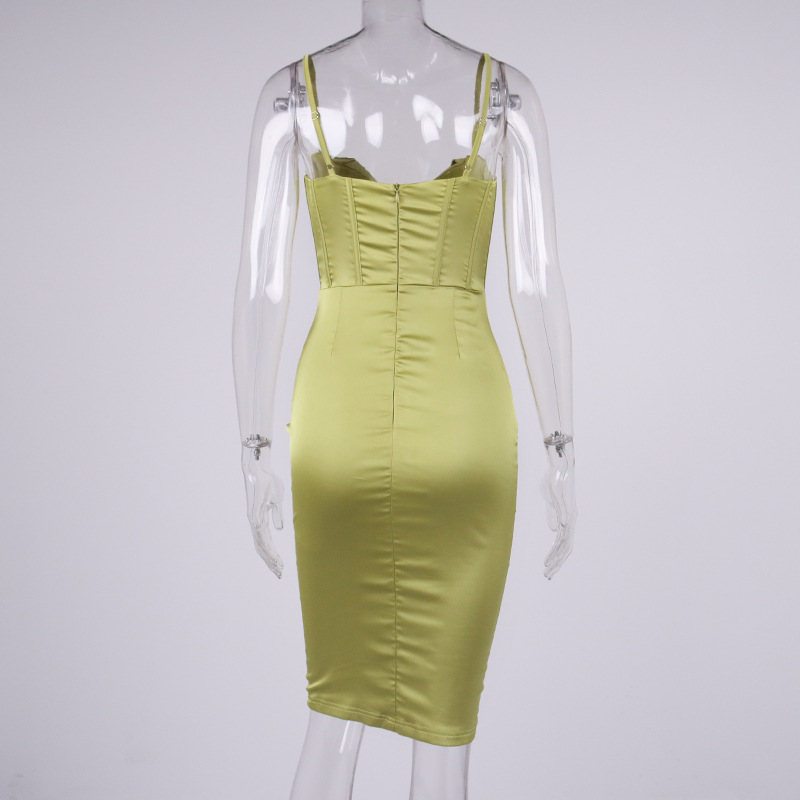 Sixsr trends high quality Giyu Night Clubwear Party Satin White Dresses Women Summer Sexy Bodycon Midi Vestidos Spaghetti Strap Backless Corset Dress