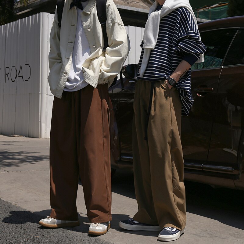 Sixsr 3 Color Casual Pants Men Fashion Retro Oversized Wide Leg Pants Men Japanese Streetwear Loose Straight Cargo Pants Mens Trousers