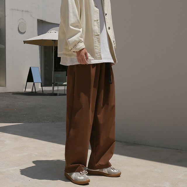 Sixsr 3 Color Casual Pants Men Fashion Retro Oversized Wide Leg Pants Men Japanese Streetwear Loose Straight Cargo Pants Mens Trousers