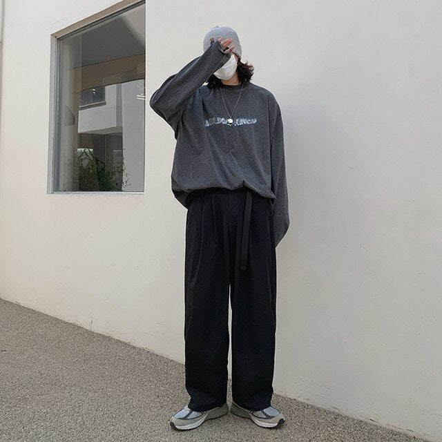 Sixsr 3 Color Casual Pants Men Fashion Retro Oversized Wide Leg Pants Men Japanese Streetwear Loose Straight Cargo Pants Mens Trousers