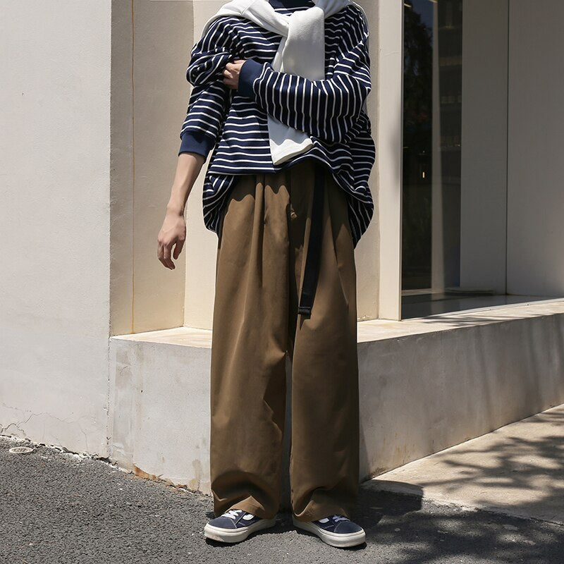 Sixsr 3 Color Casual Pants Men Fashion Retro Oversized Wide Leg Pants Men Japanese Streetwear Loose Straight Cargo Pants Mens Trousers