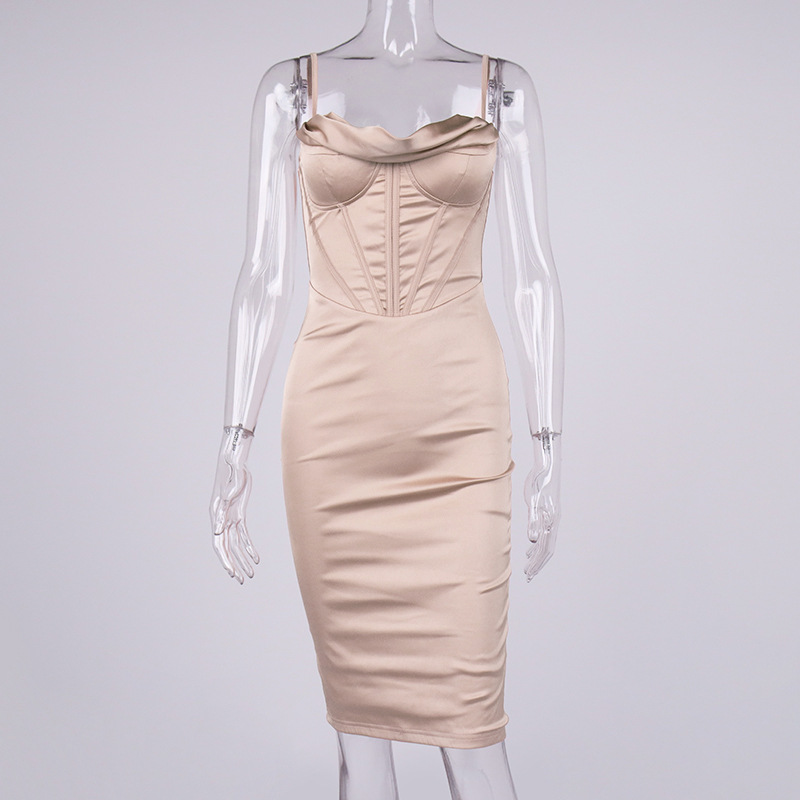 sixsr High Quality Satin Bodycon Dress Women Party Dress New Double Layer House of Cb Bodycon Dress Celebrity Evening Club Dress