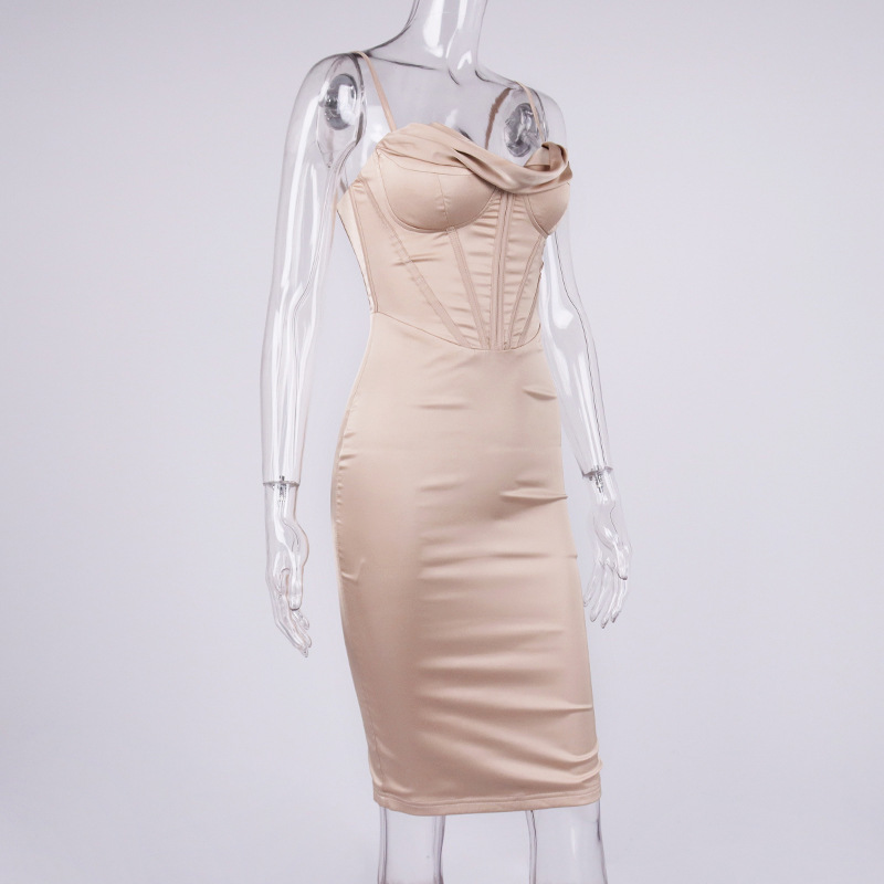 sixsr High Quality Satin Bodycon Dress Women Party Dress New Double Layer House of Cb Bodycon Dress Celebrity Evening Club Dress