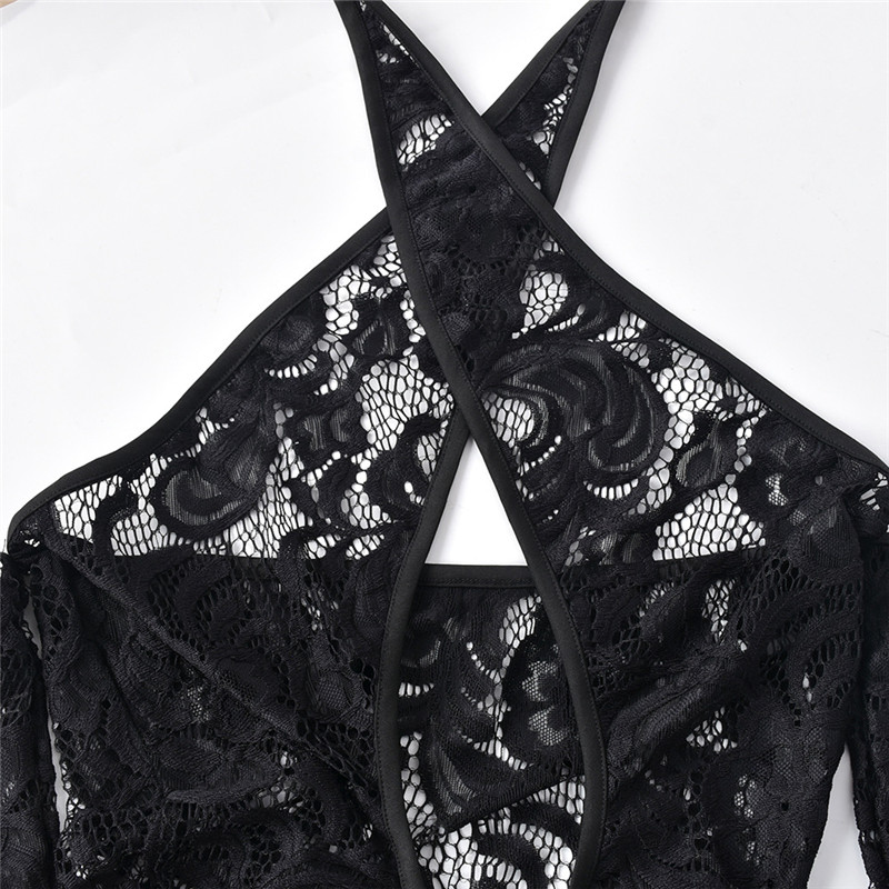 sixsr Tassel Stitching Sexy Dress For Women Evening Clubbing Party Square Collar Halter Hollow Out Backless Lace Mini Dress