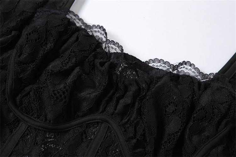 Sixsr Hot Sale Boho Korean New Mature Woman Sexy Square Collar Lace Mesh Transparent High Waist Split Goddess Full Sleeve Long Dress Dresses 8P