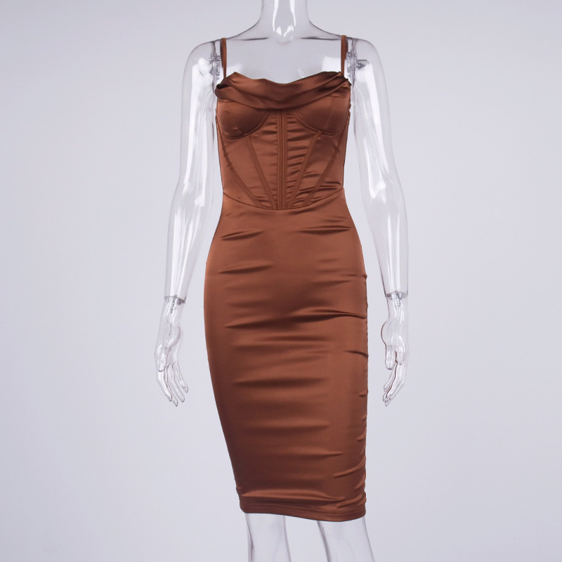 sixsr High Quality Satin Bodycon Dress Women Party Dress New Double Layer House of Cb Bodycon Dress Celebrity Evening Club Dress