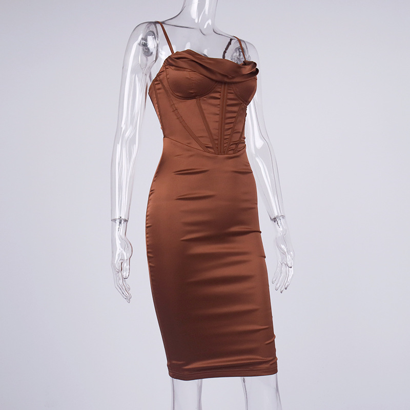 sixsr High Quality Satin Bodycon Dress Women Party Dress New Double Layer House of Cb Bodycon Dress Celebrity Evening Club Dress