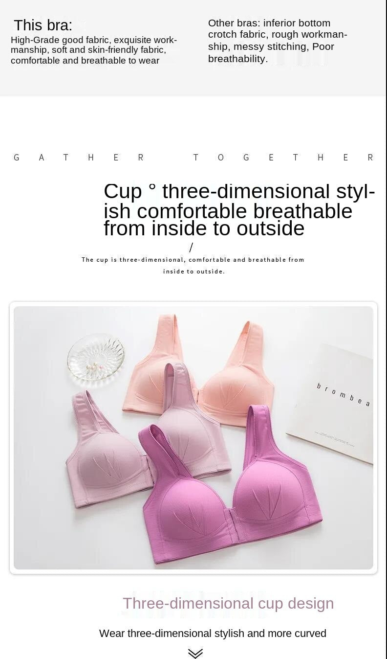 Sixsr Plus Size Sexy Push Up Bra Front Closure Solid Color Brassiere Wireless Bralette Breast Seamless Bras for Women BCD 105