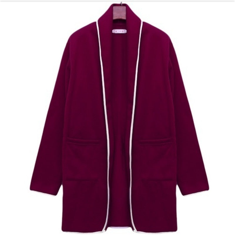 Sixsr Womens Fashion Autumn Winter Long Cardigan Female Casual Women Pocket Cardigan Sweater Knitted Cardigans All-match For Women Jacket Tops