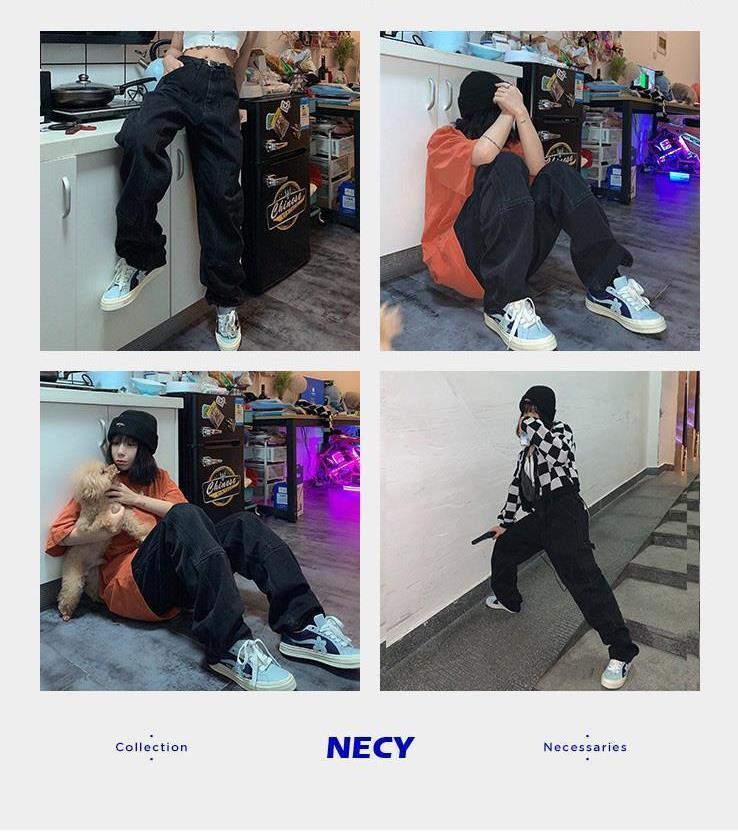 Sixsr Retro Jeans Women Harajuku Vintage Black Street BF Style Chic College Teens Streetwear All-match Loose Fashion Femme Trousers