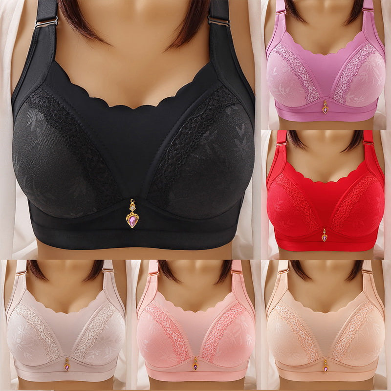sixsr New Women's Fashion No Steel Ring Large Size Underwear Thin Bra Comfortable Solid Color Gathered High Quality Bra