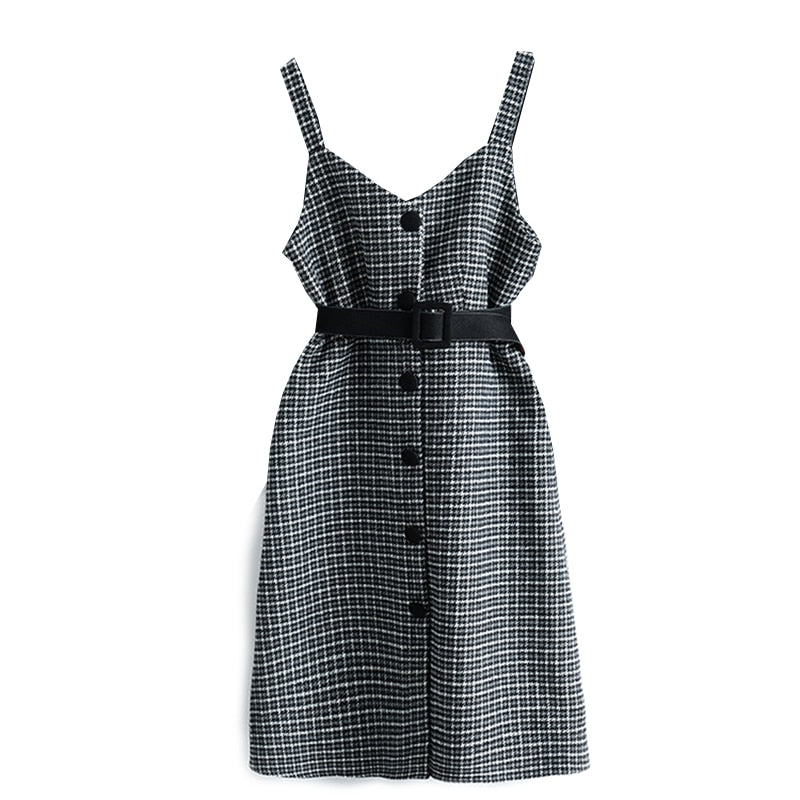 Sixsr Valentine's Day gift for women Fashion Streetwear Two Piece Dress Women Autumn Winter Sweater wool Knee-Length Dresses With belt plus size Elegant party Dress vestidos