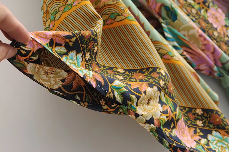 Sixsr women peacock floral print bat sleeve beach Bohemian Kimono robe Ladies V neck Tassel Summer happie dress vestidos