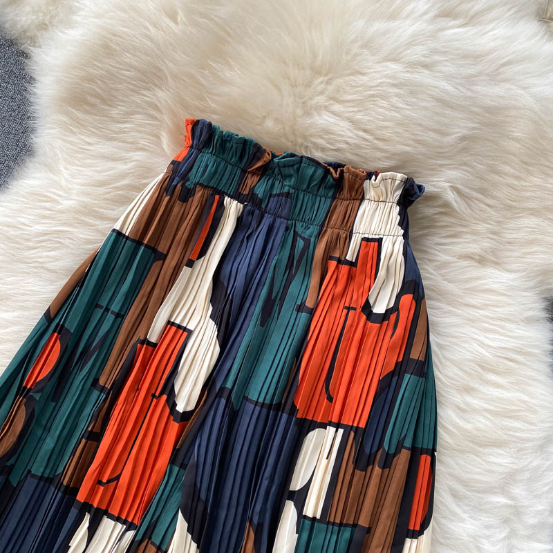 sixsr Women's Dress Spring Retro Print Casual Set Design Batwing Sleeve Single Breasted Blouse+High Waist Long Pants Two Piece Suits