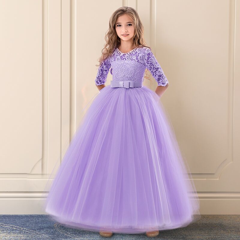 sixsr Red Girl Lace Embroidery Christmas Birthday Party Dress Flower Wedding Gown Formal Kids Dresses For Girls Teen Clothes 6 14 Yrs