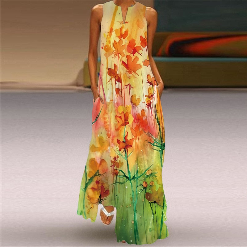 Sixsr Summer Long Dress Elegant Robe Dress Party Sleeveless Dresses Women Casual Sundress Vintage Maxi Dresses For Women