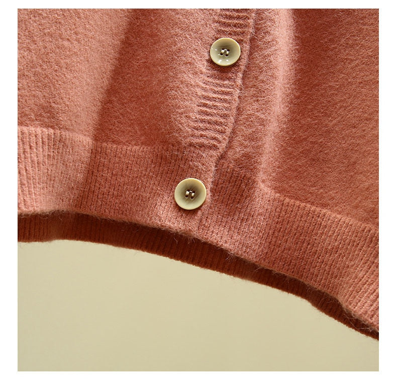 Sixsr Oversized Cardigan Women Spring Casual Solid V Neck Long Sleeve Cardigan Sweater Female Knit Jacket Coat Green Pink