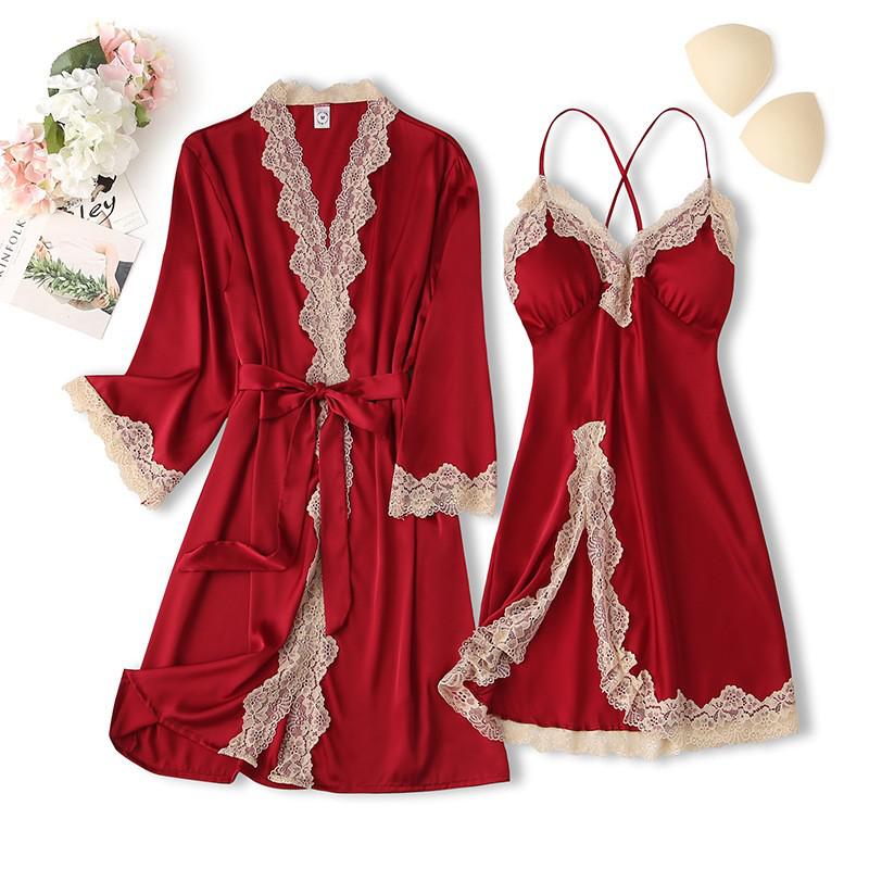 sixsr Lace Trim Sexy Wedding Lady Robe Suit Loose Satin Bride Bridesmaid Kimono Bathrobe Gown Mini Sleepwear Rayon Intimate Lingerie