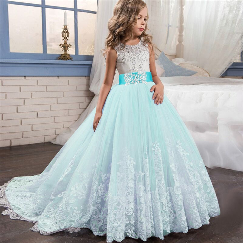 sixsr Red Girl Lace Embroidery Christmas Birthday Party Dress Flower Wedding Gown Formal Kids Dresses For Girls Teen Clothes 6 14 Yrs