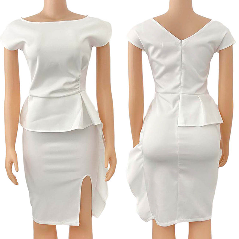 Sixsr Sexy Bodycon Short Sleeve Dresses Split Package Hip Solid Event Party Dress Fashion Office Ladies African Femal Plus Size