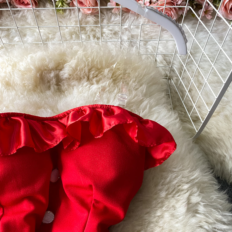 Sixsr Trends  high quality Women Spaghetti Strap Sexy Dress Strapless Bodycon Slim Red Dinner Party Dresses Mesh Patchwork Female Summer Long Dress