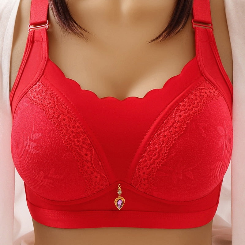 sixsr New Women's Fashion No Steel Ring Large Size Underwear Thin Bra Comfortable Solid Color Gathered High Quality Bra