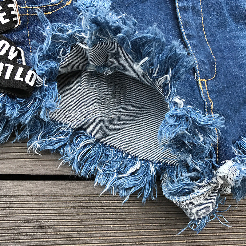 sixsr Sexy Low Waist Bandage Denim Ripped Hole Short Jeans Women Mini Skinny Sexy Club DJ Dance Shorts New White Blue Black