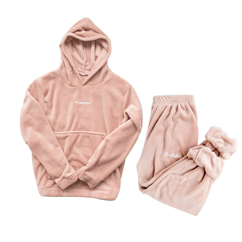 Sixsr Women Winter Pajamas Set Dropshipping Warm Homewear Winter Sleepwear Female Flannel Pajamas Home Pants Warm Home Clothes Suit