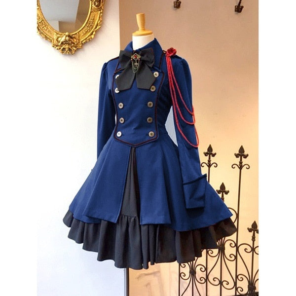 sixsr Trends high quality Medieval renaissance sweet lolita dress vintage falbala bowknot high waist victorian dress kawaii girl gothic lolita op loli cos