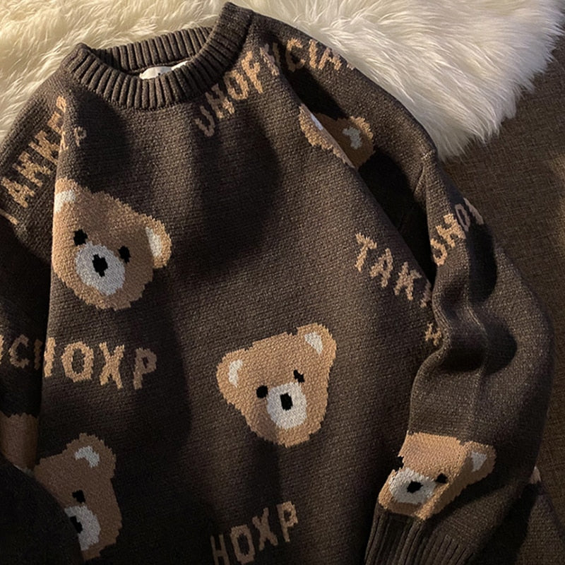 Sixsr Winter Women Fashion 3 Colors Oversized Teddy Bear Knitted Sweater Vintage O Neck Long Sleeve Female Causal Pullovers Chic Tops