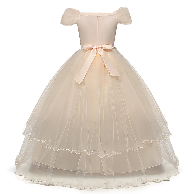 sixsr Red Girl Lace Embroidery Christmas Birthday Party Dress Flower Wedding Gown Formal Kids Dresses For Girls Teen Clothes 6 14 Yrs
