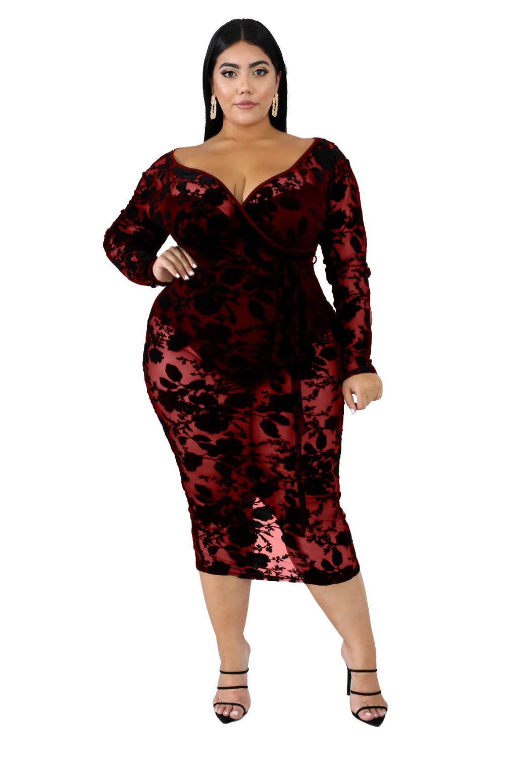 sixsr Slim Sexy Dress Women Spaghetti Straps Lace Mesh Perspective Party Fishtail Patchwork Midi Bodycon Plus Size Vestidos