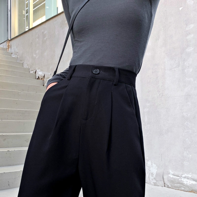 sixsr Women Suit Pants Spring Office Lady Long Trousers New Autumn Solid Loose High Waist Pant Vestodo Female Pants