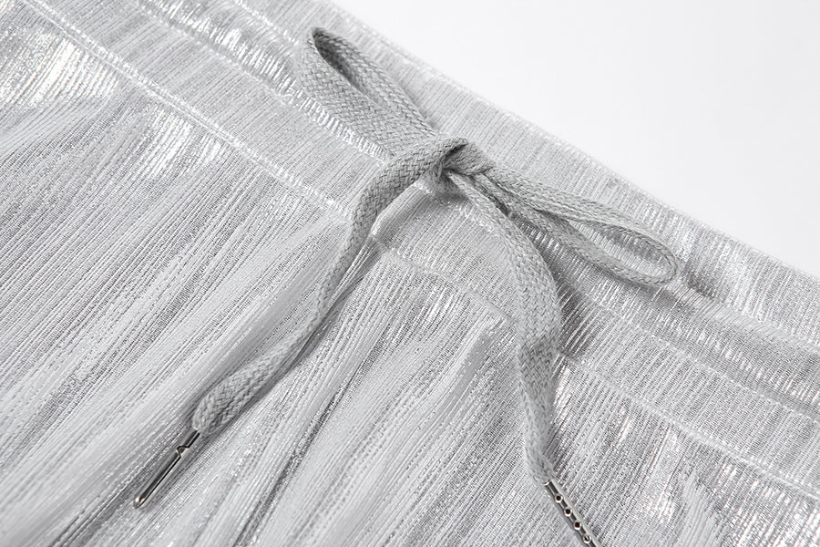 sixsr Sexy Bright Women 2-Piece Suits Criss Cross Halter Camisole Tops+Skinny Split Pants Sportswear Female Night Clubwear