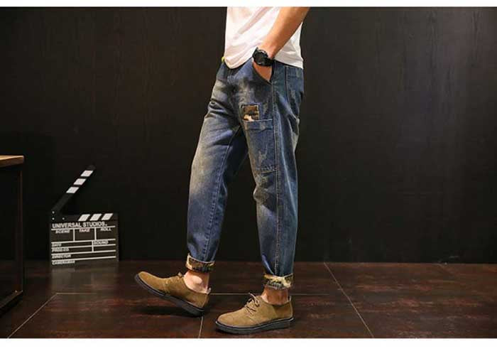 Men Harem Jeans Loose Baggy Casual Joggers Plus Size Hip Hop Denim Pants Camouflage Patchwork Streetwear Trousers Man Clothing