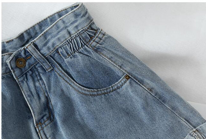 sixsr New Summer High Waist Denim Shorts Women Casual Loose Ladies Fashion Plus Size Elastic Waist Wide Leg Short Jeans Female