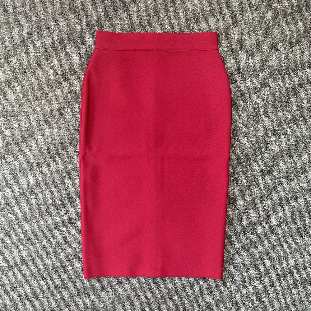 sixsr High Quality Women New Rayon Bandgae Skirt Elegant Pencil Skirt Celebrity Sexy Club Party Wear Vintage Vestios