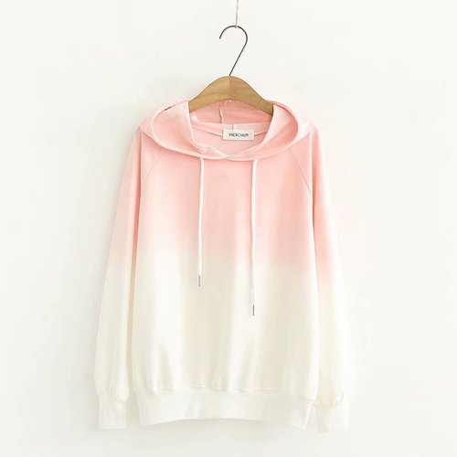 Spring and Autumn New Female Japanese Small Fresh Gradient Long-sleeved Sweatshirt Raglan Sleeves Student Wild Hoodie