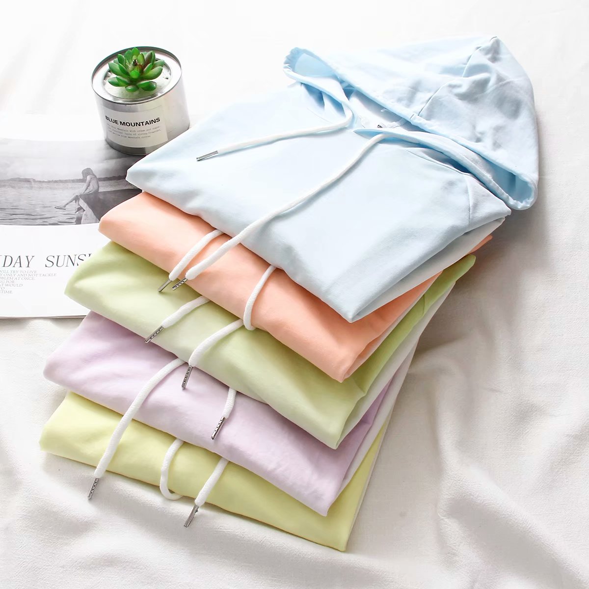 Spring and Autumn New Female Japanese Small Fresh Gradient Long-sleeved Sweatshirt Raglan Sleeves Student Wild Hoodie