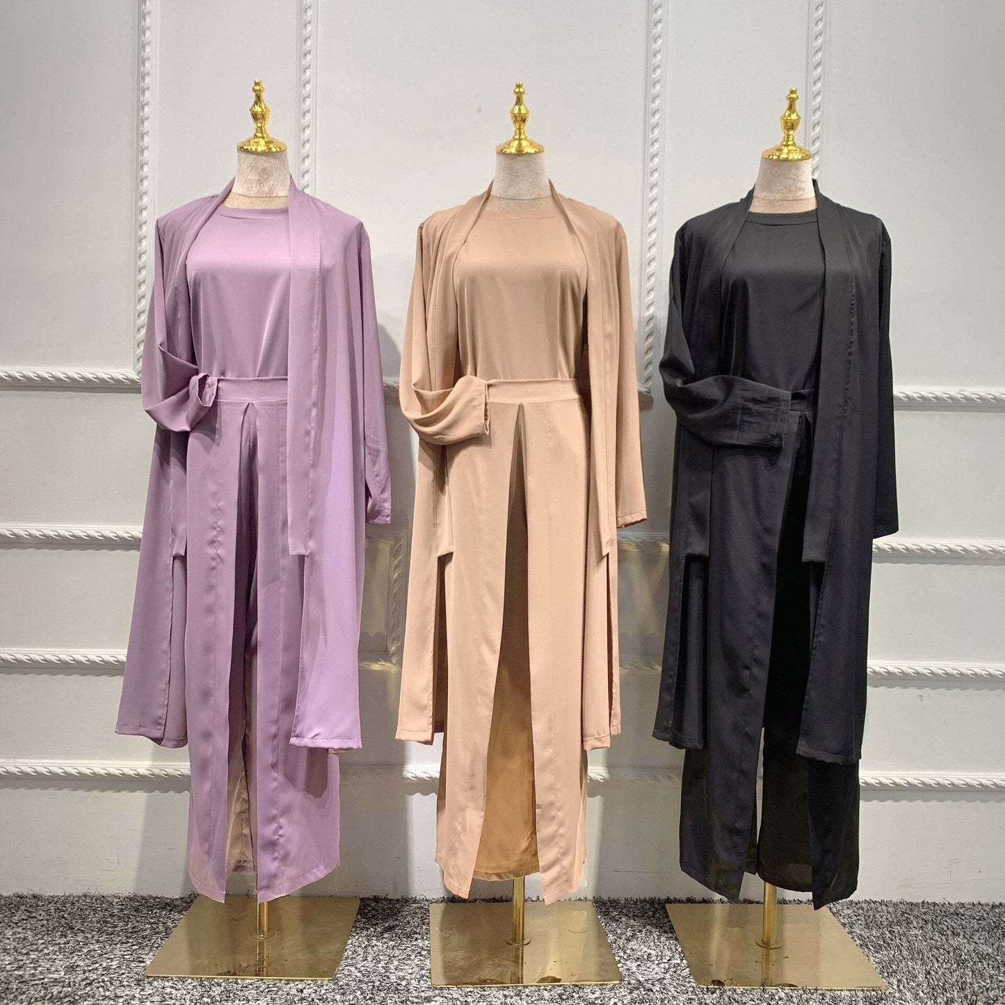 Sixsr Spring Outfits  Trends Women Solid Color Vest Wide Leg Pants Cardigan Coats 3-Piece Sets Fashion Design Arab Islamic Dubai Female Elegant Suit