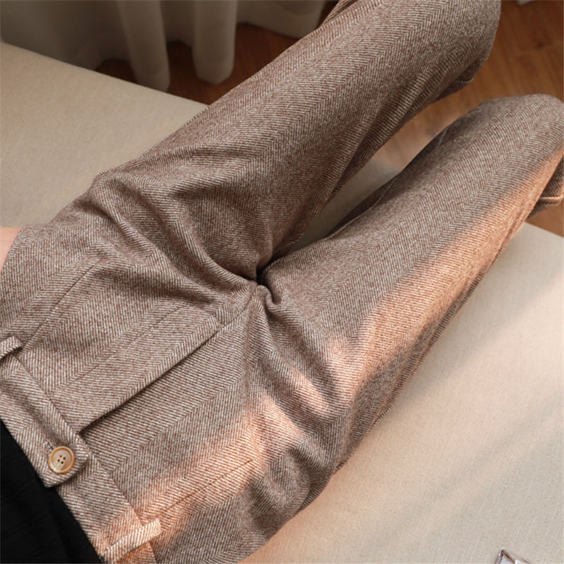 Sixsr Herringbone Woolen Pants Women's Harem Pencil Pants  Autumn Winter High Waisted Casual Suit Pants Office Lady Women Trousers