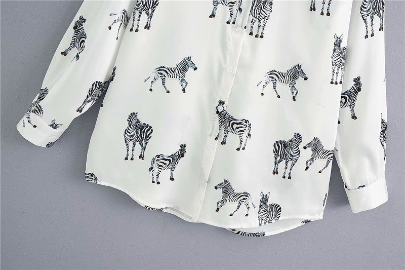 Sixsr women satin blouse long sleeve zebra print shirts vintage office ladies tops femme chandails fashion blusa de mujer Chandails