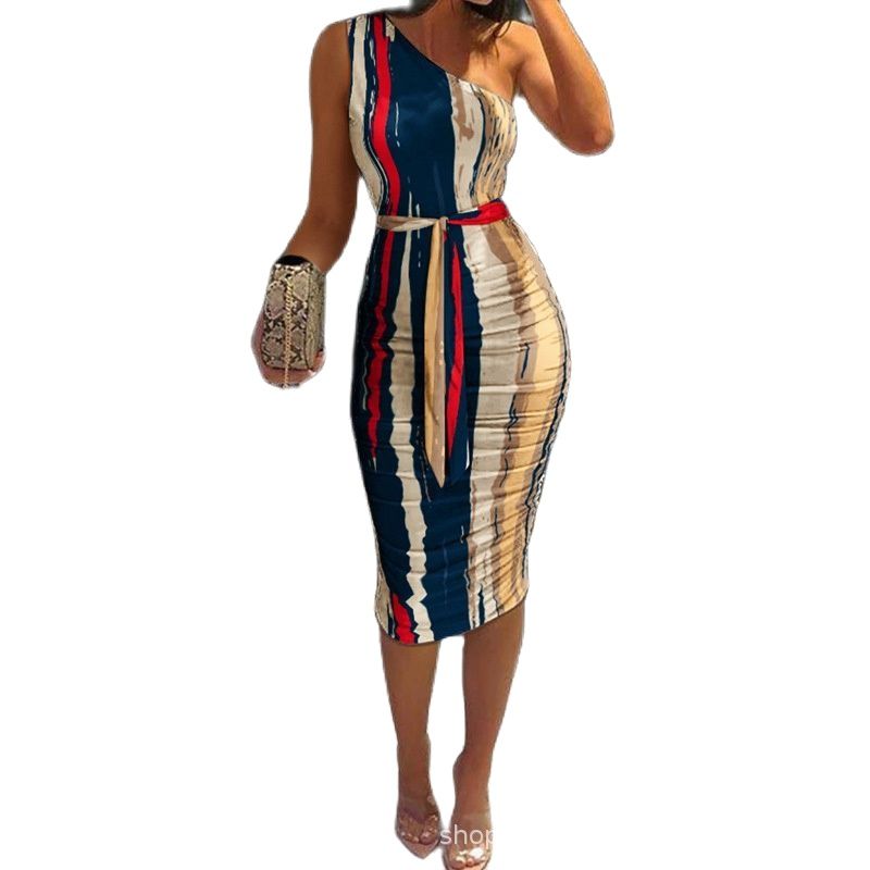 sixsr Women Clothing Asymmetric Collar High Waist Robe Slit Dress Chic Solid Short Sleeve Elegant Fashion Prom Banquet Dress New