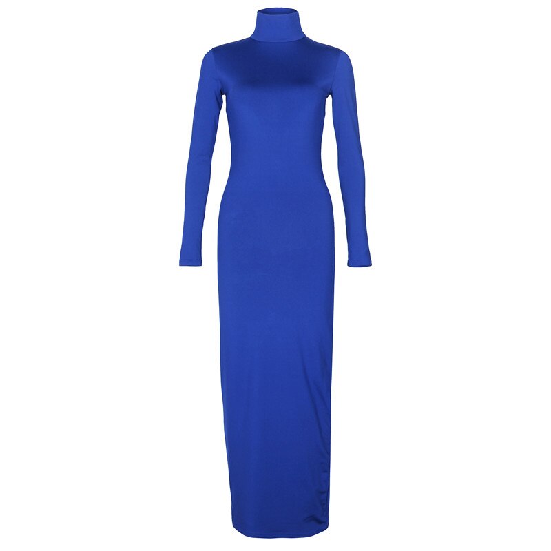 Sixsr Turtleneck Long Dress Autumn Winter Muslim Elegant Office Lady Skinny Long Sleeve Bodycon Casual Dress Women Midi Clubwear GV464