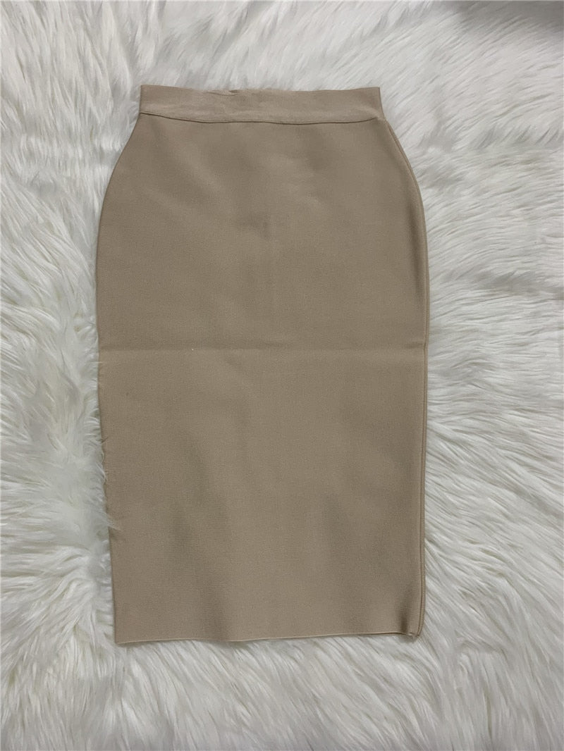 sixsr High Quality Women New Rayon Bandgae Skirt Elegant Pencil Skirt Celebrity Sexy Club Party Wear Vintage Vestios