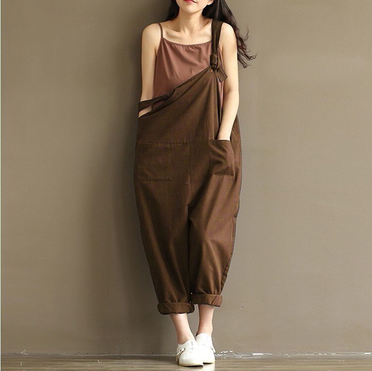 Sixsr Ladies Casual Women Jumpsuits Loose Solid Harem Trousers Casual Ladies Overallpants Playsuits Wide Leg Pants Plus Size 5XL