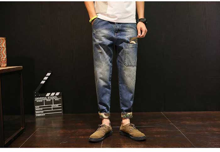 Men Harem Jeans Loose Baggy Casual Joggers Plus Size Hip Hop Denim Pants Camouflage Patchwork Streetwear Trousers Man Clothing