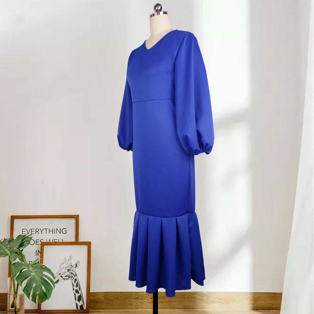 Sixsr Women Party Dress V Neck Long Puff Sleeves Bodycon Sexy Event Occasion African Female Fashion Autumn Spring Robes Vestidos New